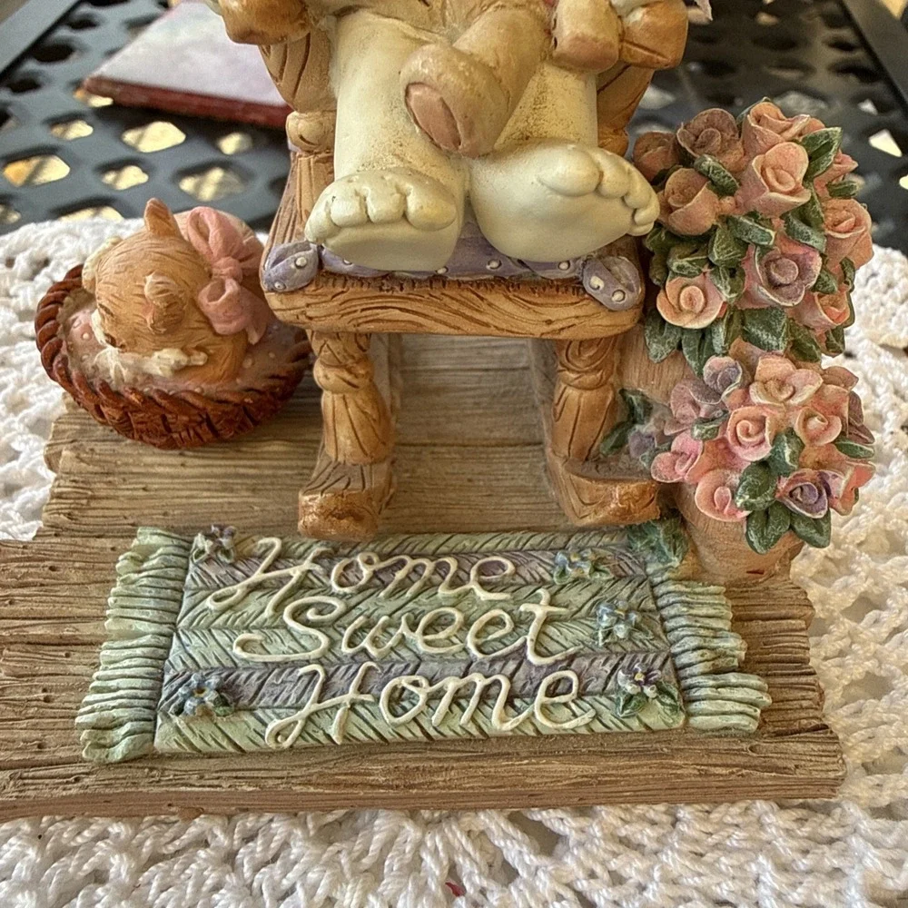 Dreamsicles Love Makes A Home Angel Cherub Teddy Bear and Me Kitten Flowers 2000